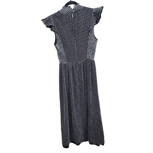 Kate Spade Clip Dot Midi Dress Black White High Neck Ruffle A-Line Silk Blend 6 - Picture 7 of 15